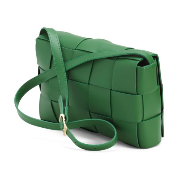 ISADORA Made In Italy Leather Large Woven Flap Over Crossbody - Picture 3 of 3